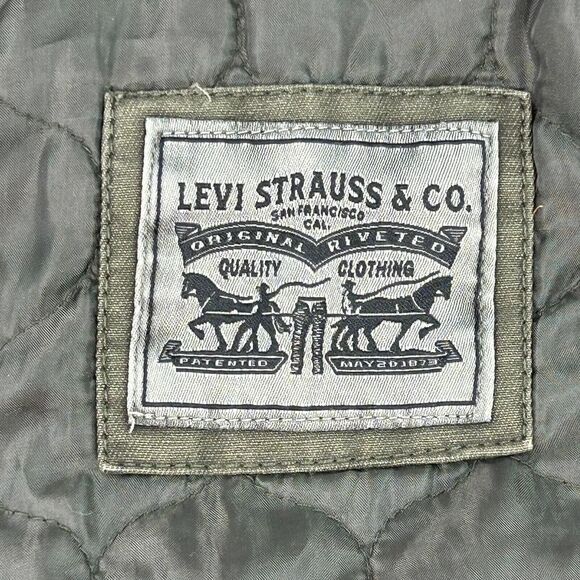 Levi's Women's Hooded Jacket Size Small Army Green Cotton Button Front Jacket - Picture 11 of 14